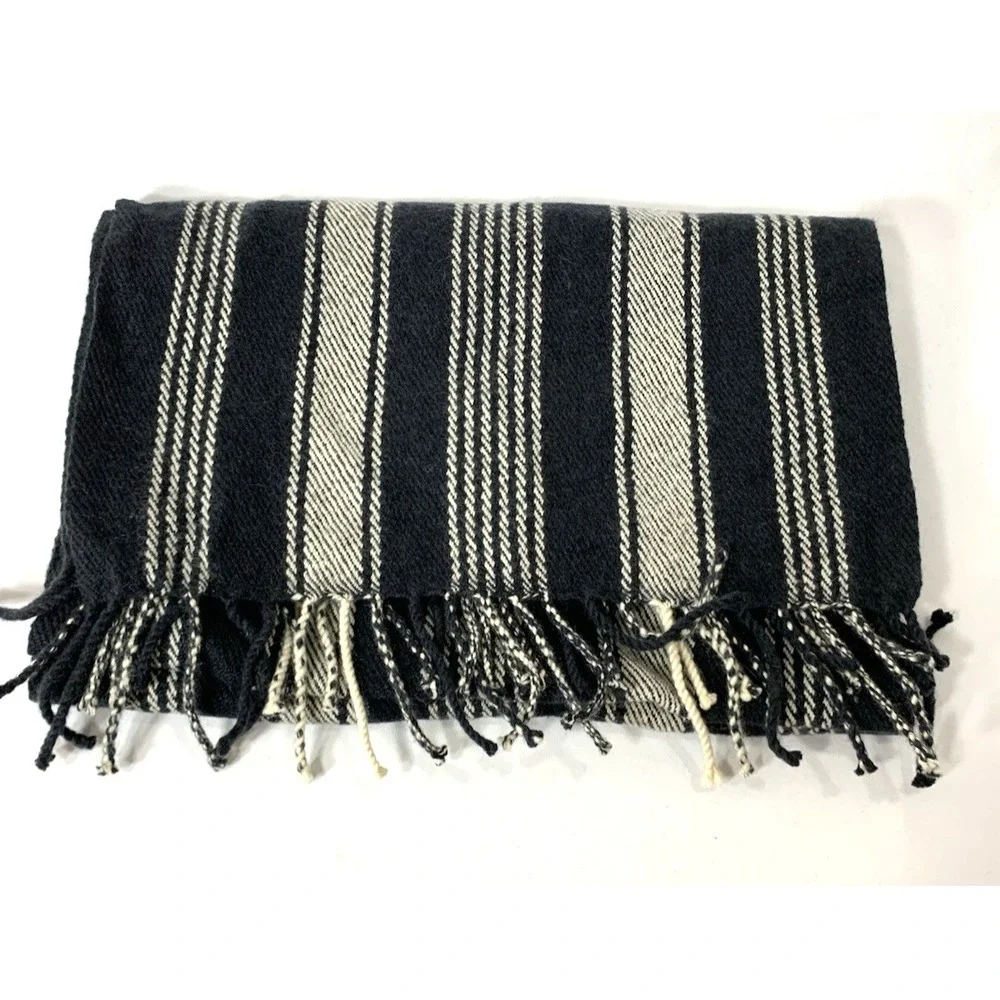 Paul Smith Cashmere Scarf Mens Black Stripe Fringe Armand Diradourian